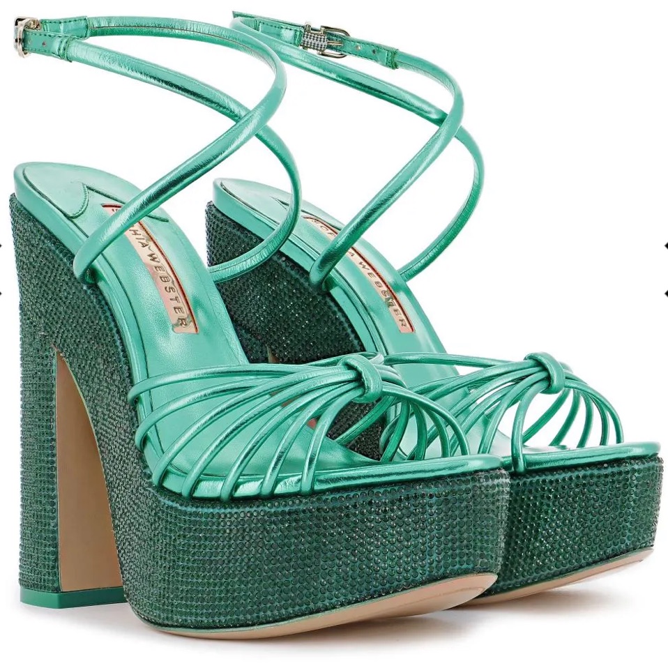 Sophia Webster Green Strappy Platform Heels